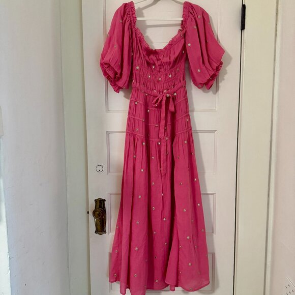 Love the Label Amelia Dress in Pink with Gold Mirror Embroidery – Size Small - Picture 7 of 7